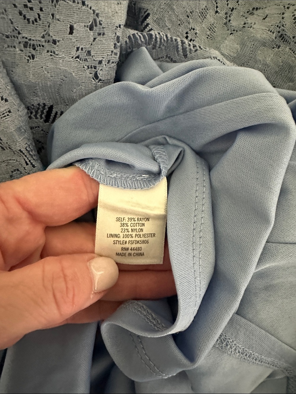 Francesca's Collections Dusty Blue Lace High-Neck Fit & Flare Dress NWT - Picture 8 of 9